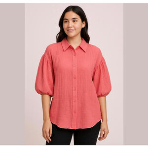 Marc NEW YORK Balloon Sleeves Women Top Blouse Size Small NWT OVERSIZED